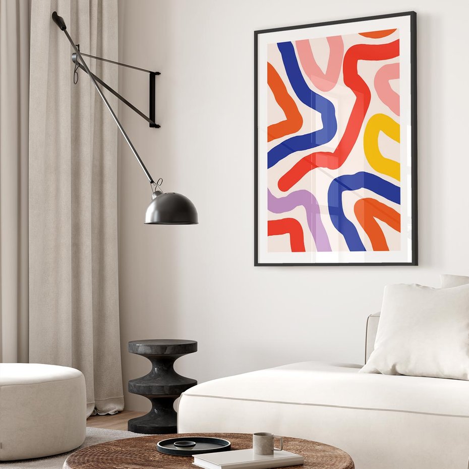 Plakat bez ramy 21x30 - Intrygujące Widzenia - abstrakcyjny kolorowy obraz, kolorowe linie