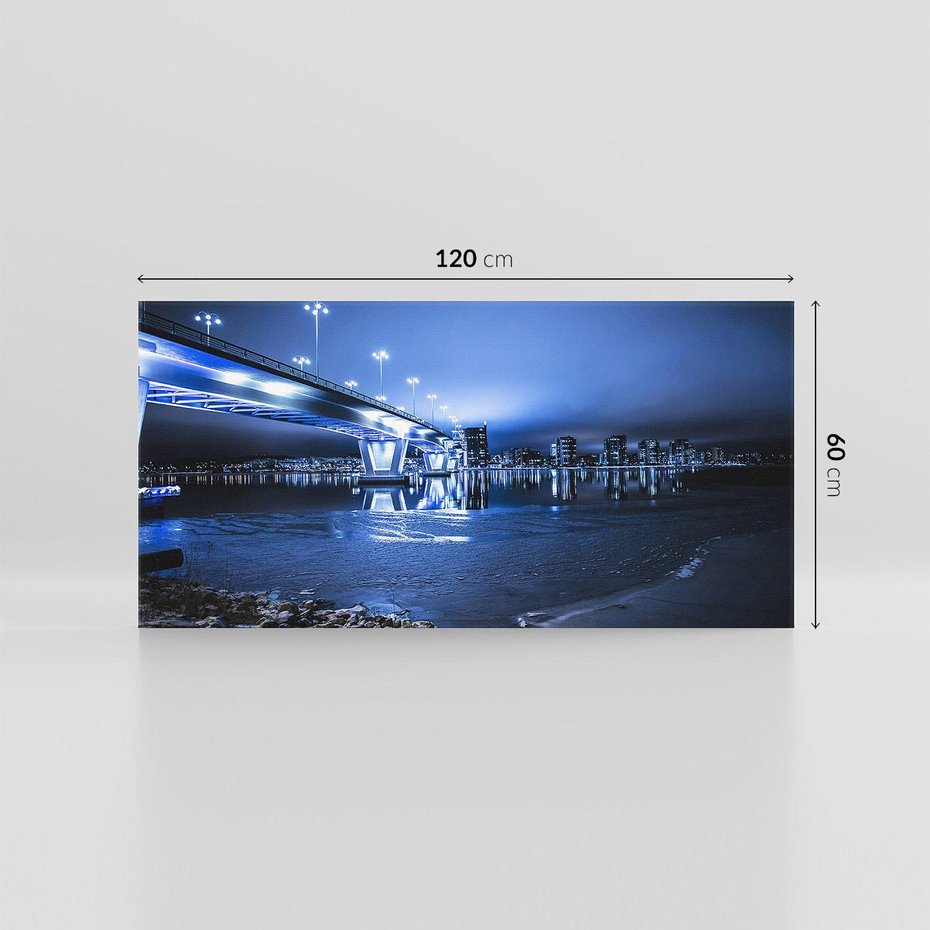 Obraz na płótnie 120x60 - Nocne miasto most - noc, miasto