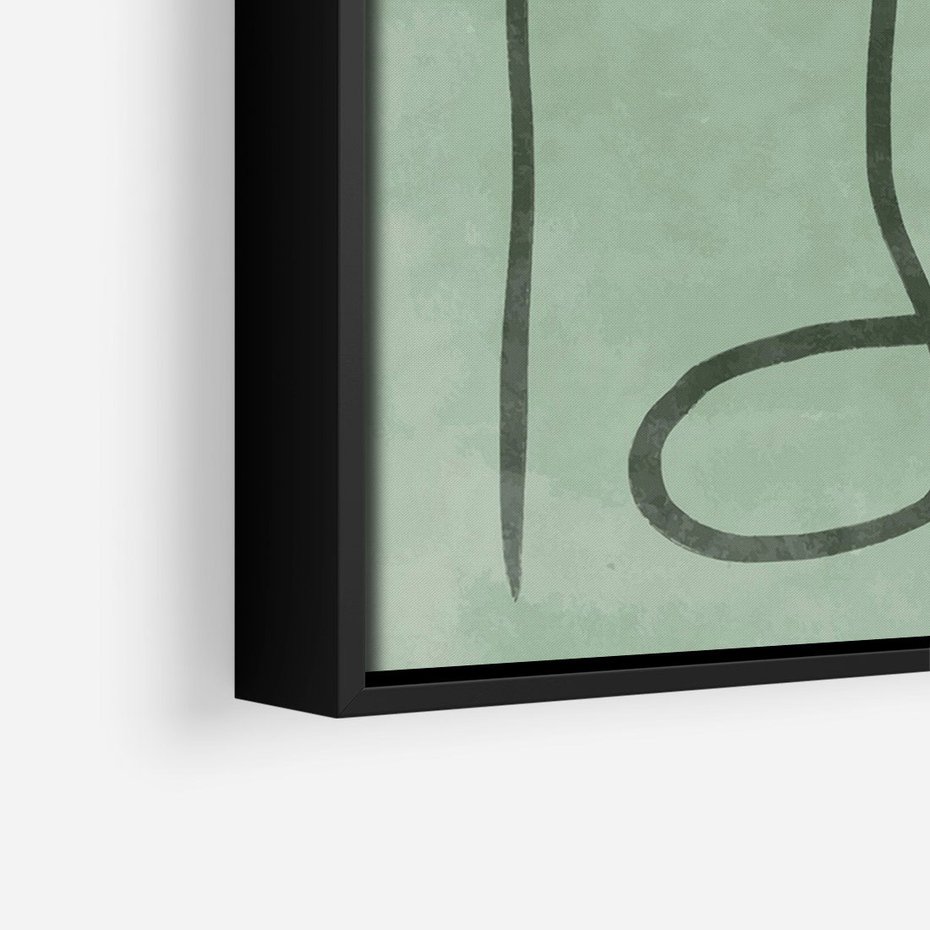 Obraz w ramie 50x70 - Zielone Wariacje w Liniach - abstrakcyjne zielone linie, skandynawski design - rama czarna