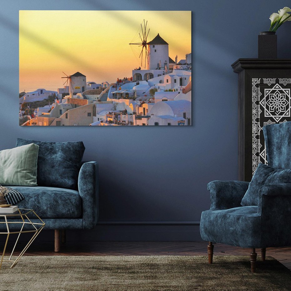 Obraz na płótnie 120x80 - magia greckiej wyspy - Grecja, Santorini