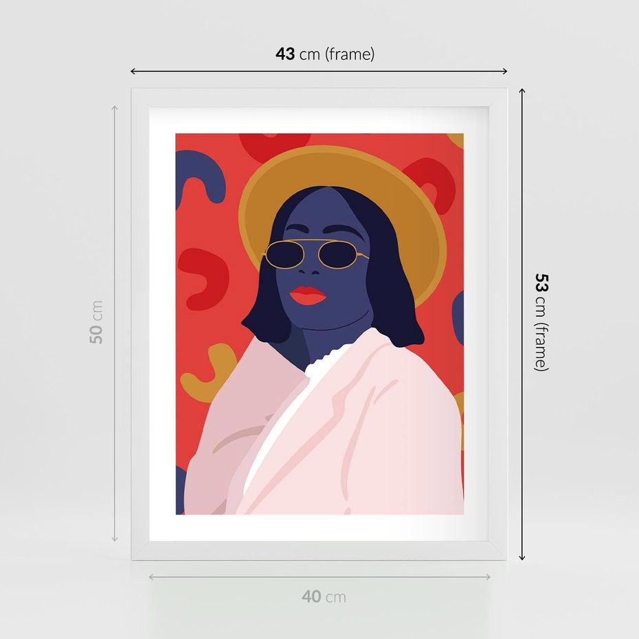 Plakat w ramie 40x50 - Kobieca Przenikliwość - nowoczesny plakat, styl retro - rama biała