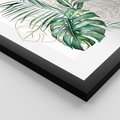 Zestaw obrazy w ramie 50x70 galeria - Liście, monstera, palma, złote, akwarela - rama czarna