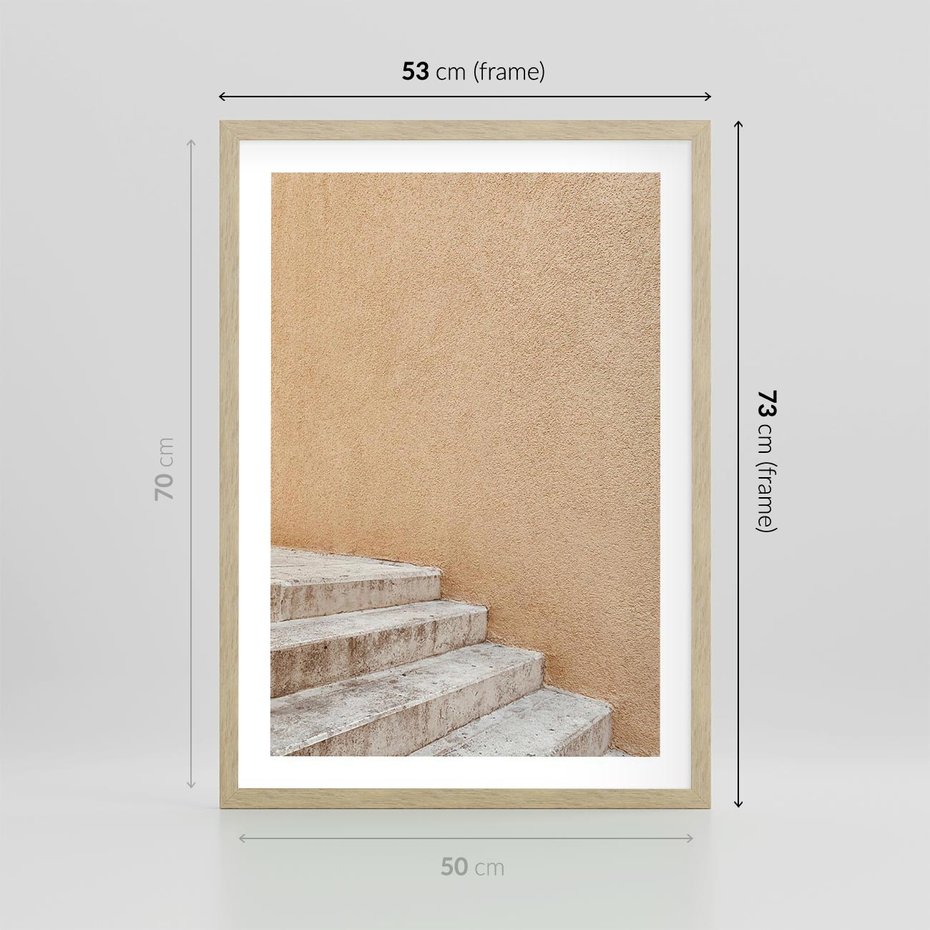 Plakat w ramie 50x70 - Schod w Beżu - schody, minimalizm - rama drewno