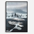 Obraz w ramie 50x70 - Ciepło i Urok Północy - skandynawskie, domki - rama czarna