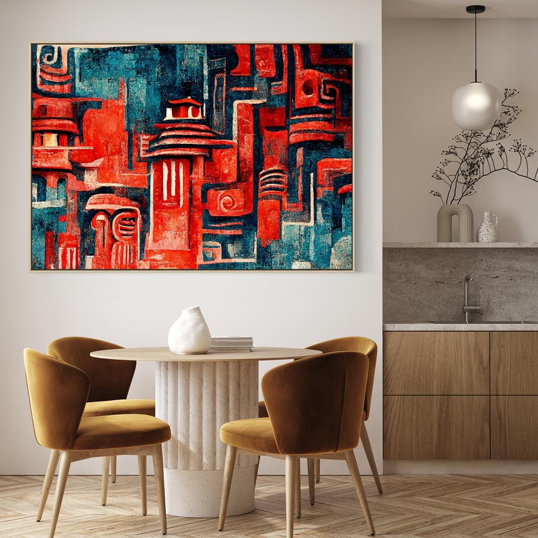 Obraz w ramie 70x50 - Mistyka Wschodnich Światów - orientalna sztuka, nawiązanie do Japonii - rama drewno