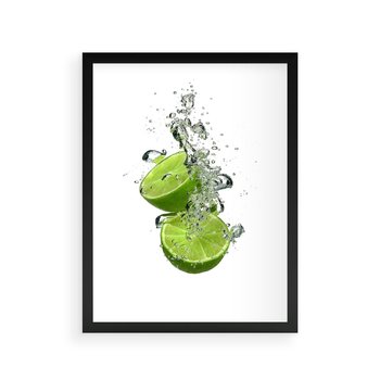Plakat w ramie 50x70 - Kuchenne limonki na stole - limonki, kuchnia - rama czarna