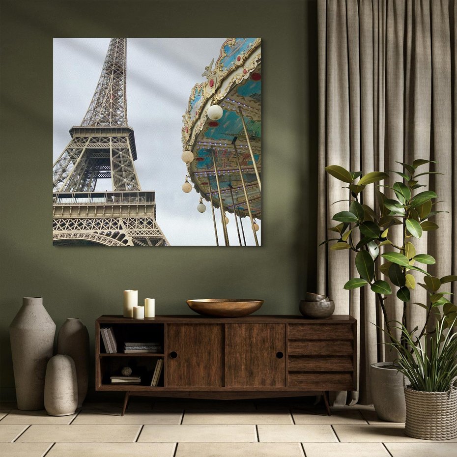 Obraz na płótnie 80x80 - Delikatność kolorów - wieża, Eiffla