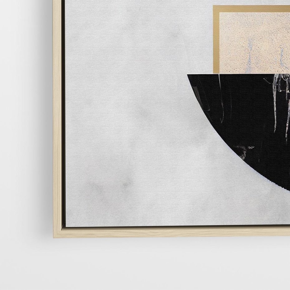 Obraz w ramie 50x50 - Biało-Czarne Formy - nowoczesna geometria, koło - rama drewno