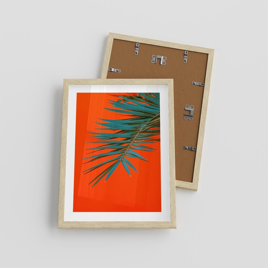 Plakat w ramie 30x40 - Egzotyczny Urok - liście, palma - rama drewno