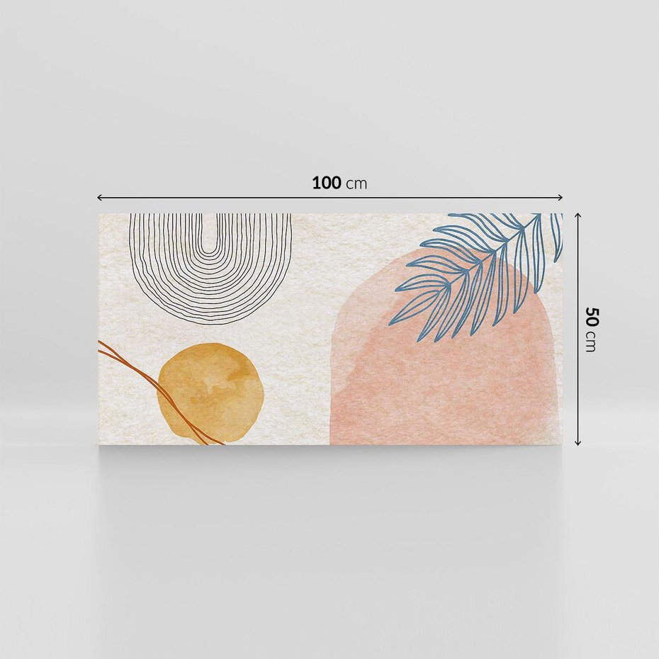 Obraz na płótnie 100x50 - Liście i Geometrie - nowoczesny, akwarelowe plamy