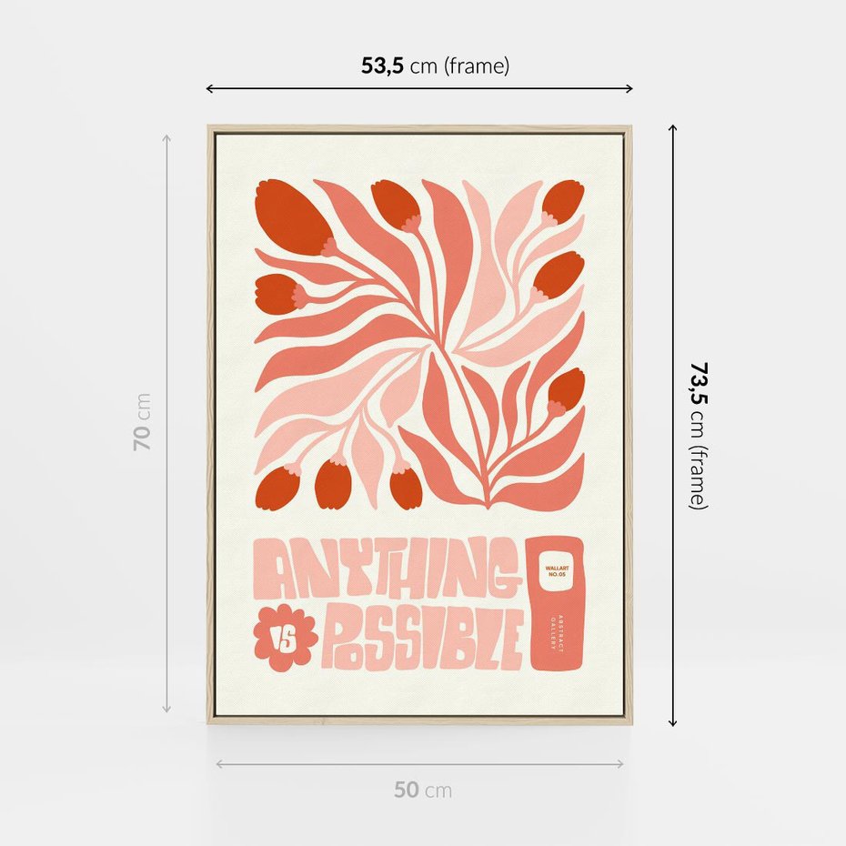 Obraz w ramie 50x70 - Migotliwa Euforia - kompozycja w łososiowym kolorze, kwiaty - rama drewno