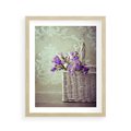 Plakat w ramie 40x50 - Kwiatowy koszyk - kwiaty, koszyk - rama drewno