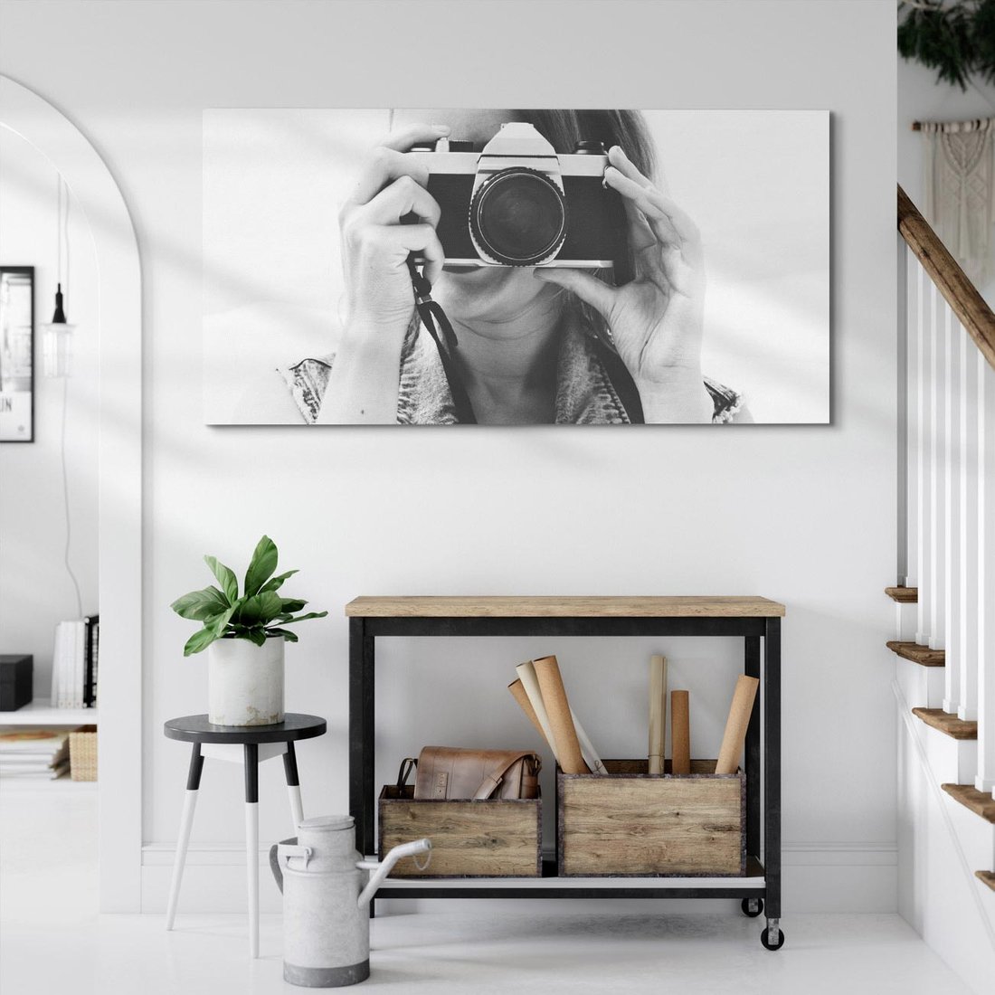 Obraz na płótnie 120x60 - Zrób mi Zdjęcie - fotografia, kobieta z aparatem