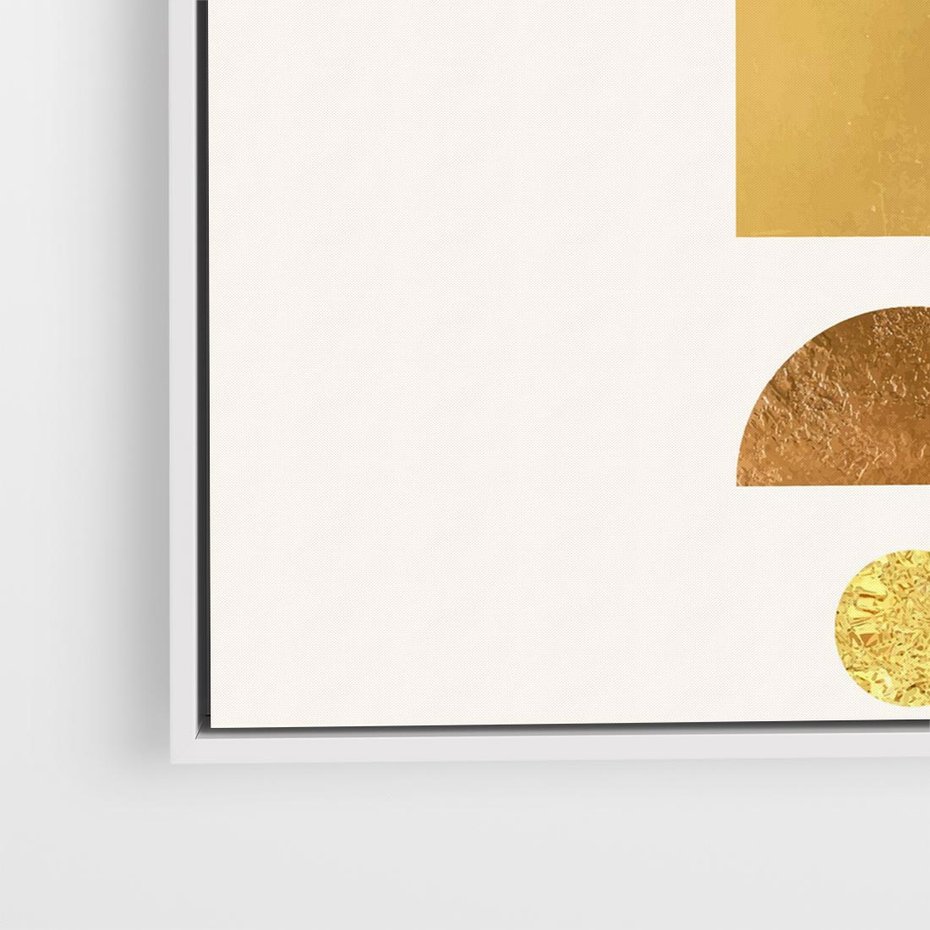 Obraz w ramie 50x50 - Abstrakcyjne Wzory - geometryczne złote kształty, tekstura - rama biała