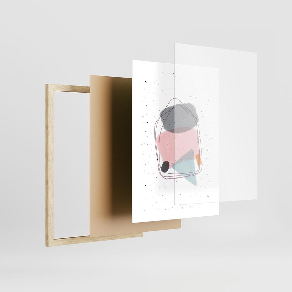 Plakat w ramie 30x40 - Migotliwa Opowieść - abstrakcyjna kompozycja, jak ręcznie malowana - rama drewno