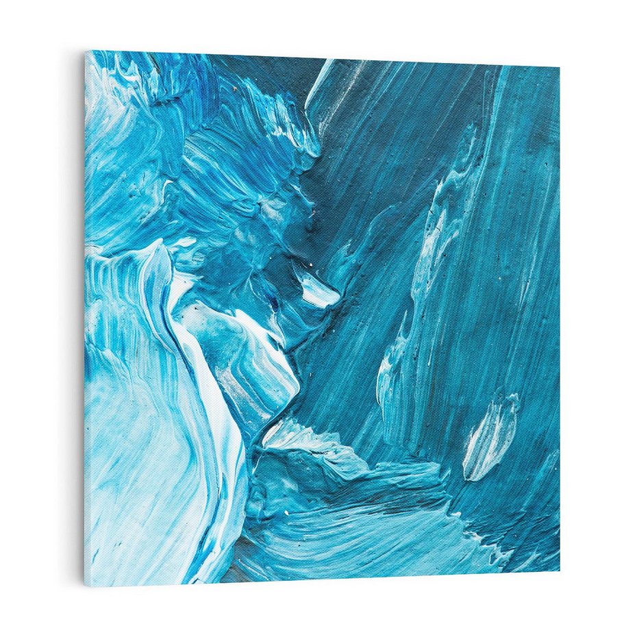 Obraz na płótnie 70x70 - W stronę niebieskiego horyzontu - abstrakcja, rozlane farby