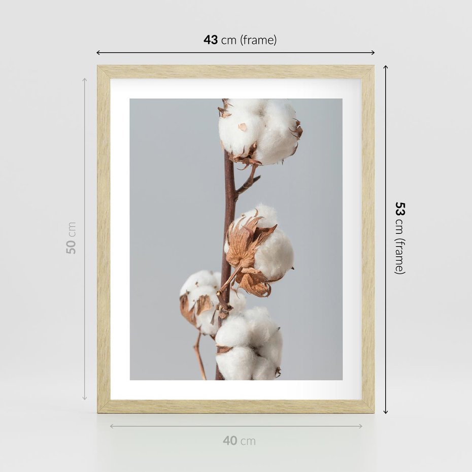 Plakat w ramie 40x50 - Bawełniana boho miękkość - bawełna, boho - rama drewno