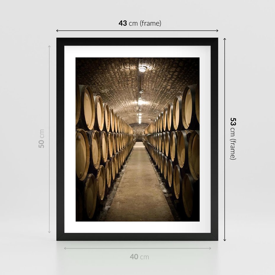 Plakat w ramie 40x50 - Winniczka - winnica, beczki - rama czarna