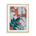 Plakat w ramie 50x70 - Harmonijne Formy - abstrakcyjna kompozycja kwiatowych form, kolor zgaszone - rama drewno