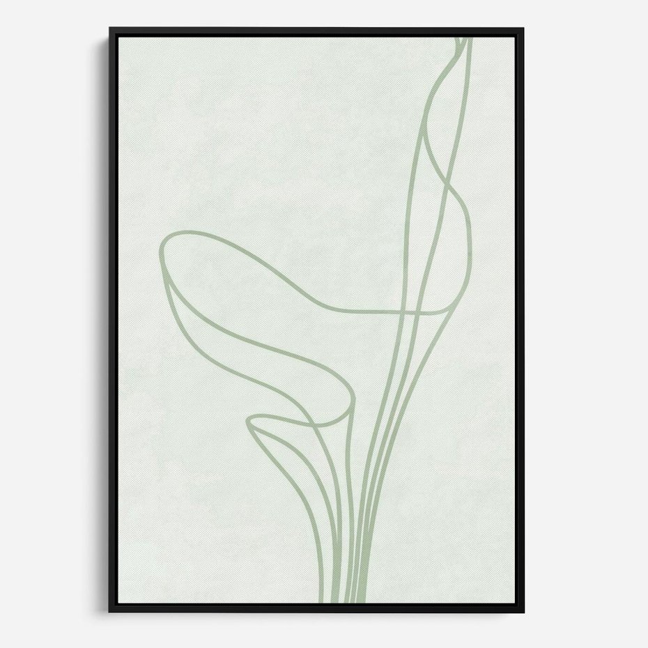 Obraz w ramie 50x70 - Zielona Równowaga Linii - abstrakcyjne delikatne zielone linie, nowoczesny plakat - rama czarna