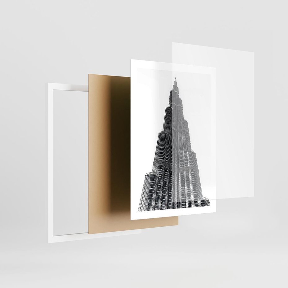 Plakat w ramie 50x70 - Wieżowiec w Monochromii - wieżowiec, architektura - rama biała