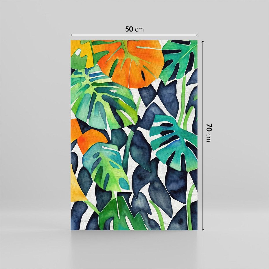 Obraz na płótnie 50x70 - Tropikalne Pragnienia - akwarela, liście tropikalne