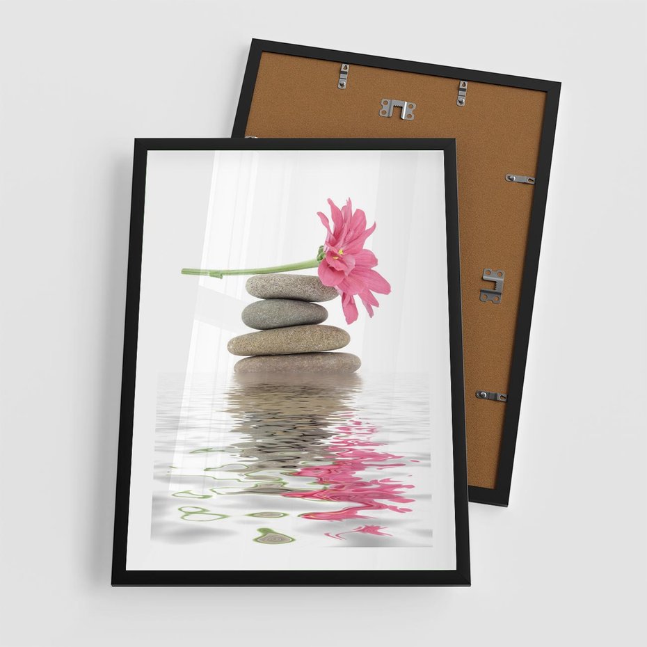 Plakat w ramie 50x70 - Kwiatowe japońskie spa - japońskie, spa - rama czarna