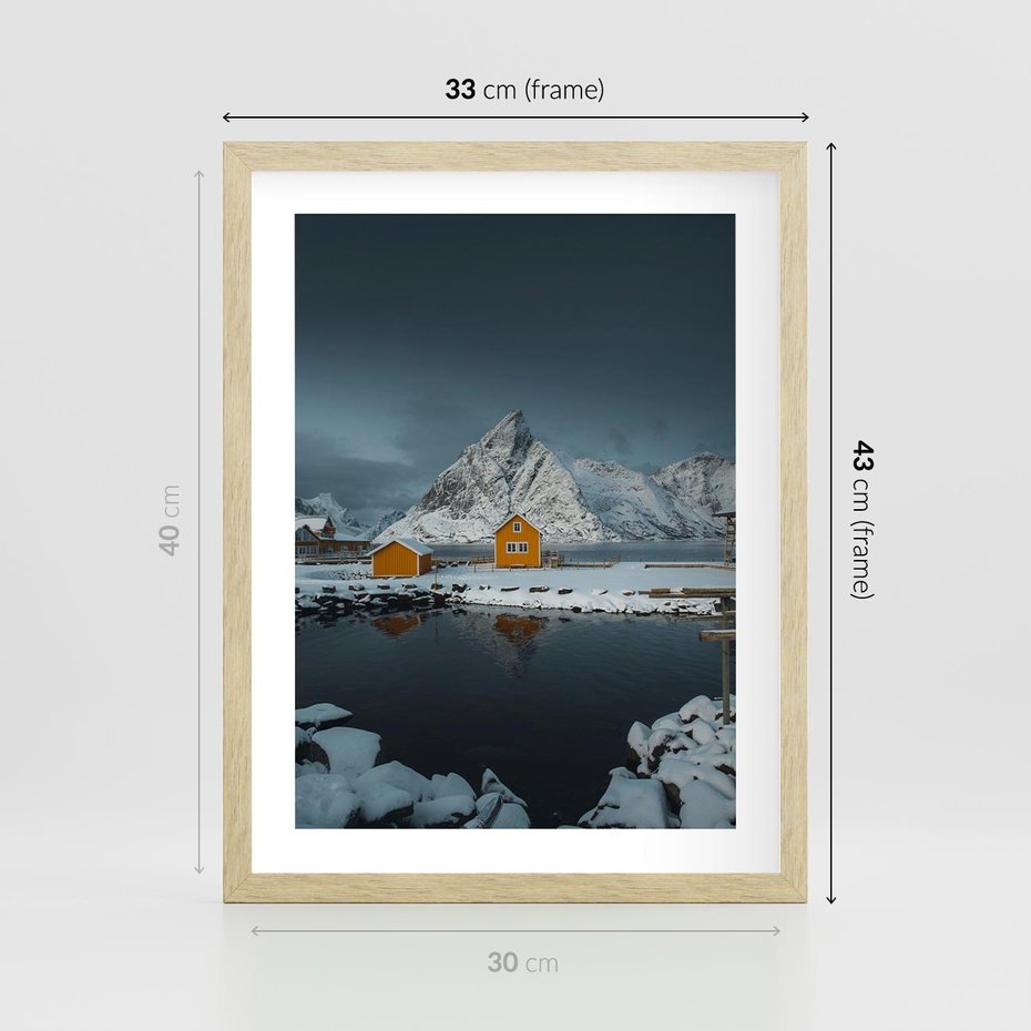 Plakat w ramie 30x40 - Minimalizm i Urok Natury - skandynawskie, domki - rama drewno