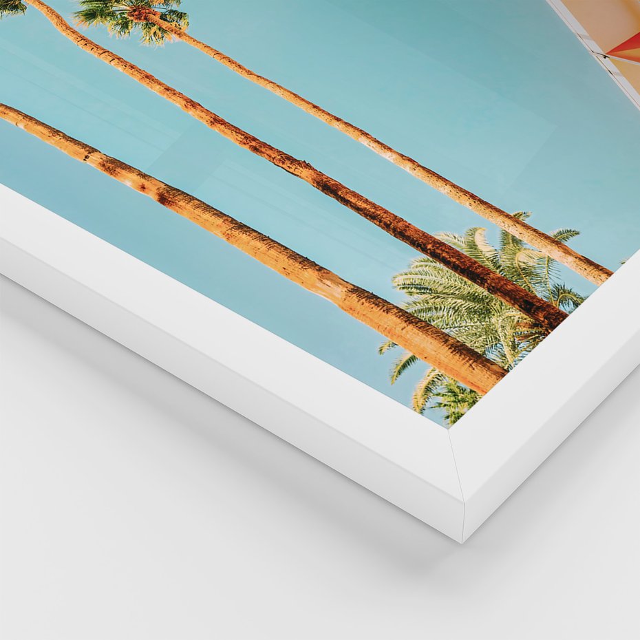 Zestaw obrazy w ramie 30x40 galeria - Pozytywny, cytat, plaża, palmy, wakacje - rama biała