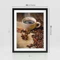 Plakat w ramie 40x50 - Kawowa filiżanka pełna aromatu - kawa, filiżanka - rama czarna