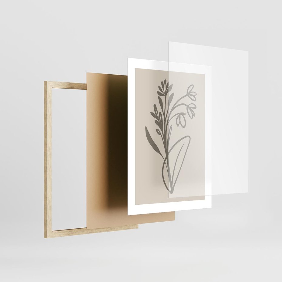 Plakat w ramie 30x40 - Kwiatowe Spektrum - nowoczesny plakat, subtelna sztuka - rama drewno
