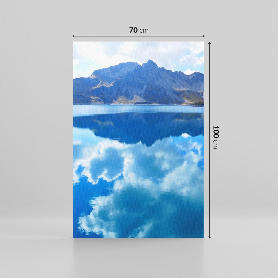 Obraz na płótnie 70x100 - Jezioro - Góry, chmury i niebo - jezioro, góry