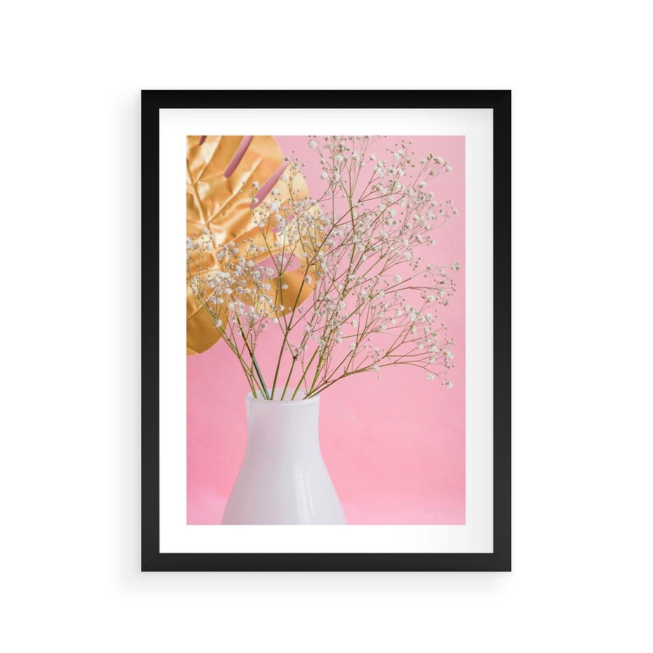 Plakat w ramie 30x40 - Przyjemność Złotej Natury - złote, liście - rama czarna