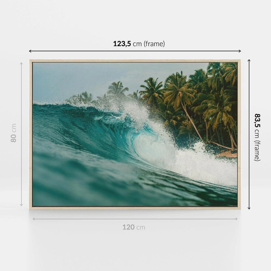 Obraz w ramie 120x80 - Rajskie Wybrzeże - fotografia, duża fala - rama drewno