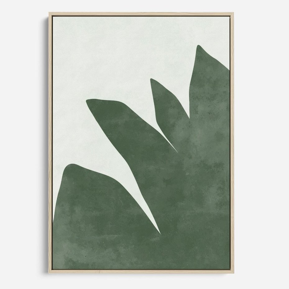 Obraz w ramie 80x120 - Oaza Harmonii - abstrakcyjny kształt, zielony plakat - rama drewno