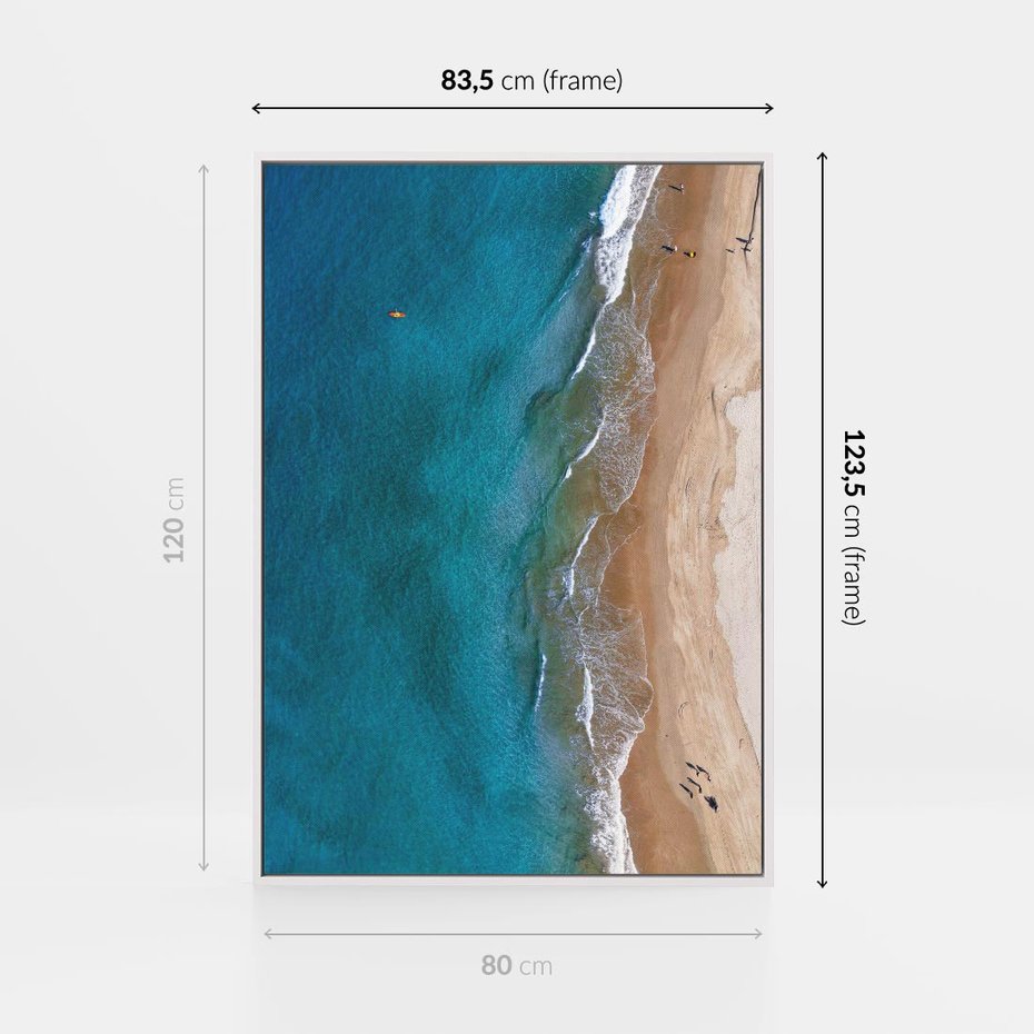 Obraz w ramie 80x120 - Spokój nad morzem - morze, plaża - rama biała