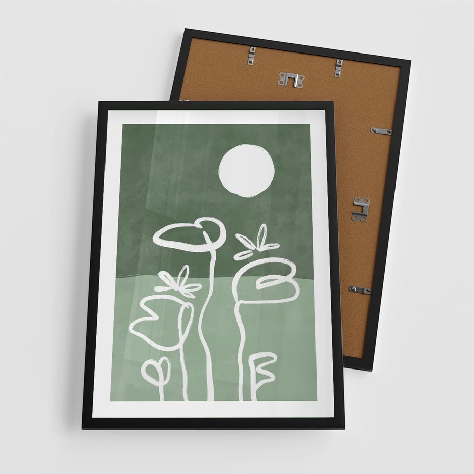 Plakat w ramie 50x70 - Wibracje Naturalnej Równowagi - zielony plakat, roślinne inspiracje - rama czarna