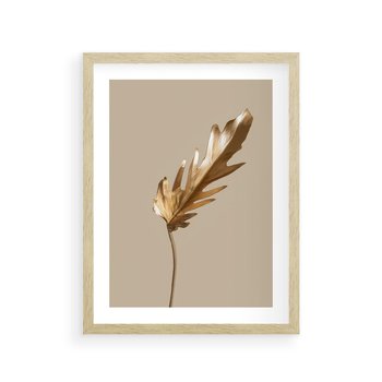 Plakat w ramie 40x50 - Piękno w Detalu - złoty, liść - rama drewno