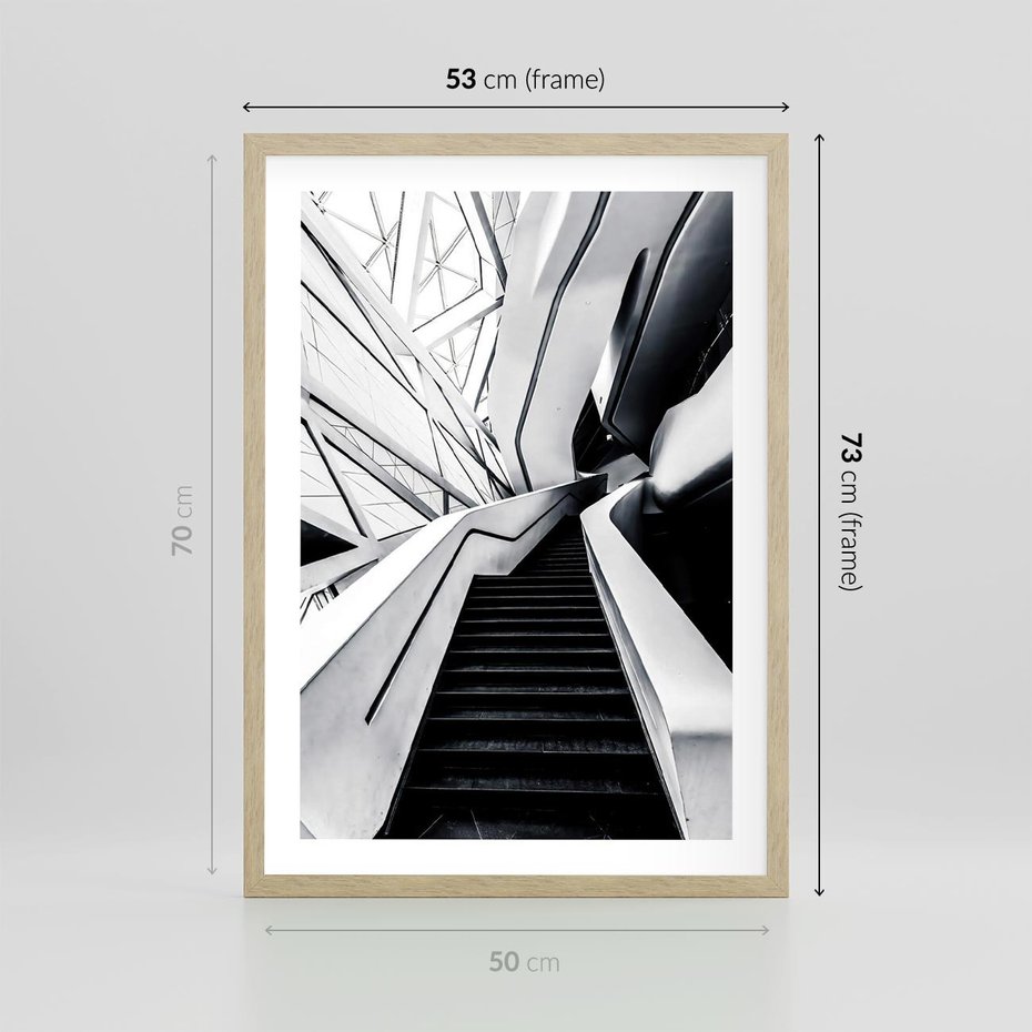 Plakat w ramie 50x70 - Współczesne Kształty - architektura, nowoczesne formy - rama drewno