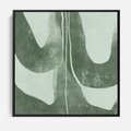 Obraz w ramie 50x50 - Nurtująca Kompozycja Zieleni - abstrakcyjne delikatne zielone linie, podobne do gałęzi kwiatów - rama czarna