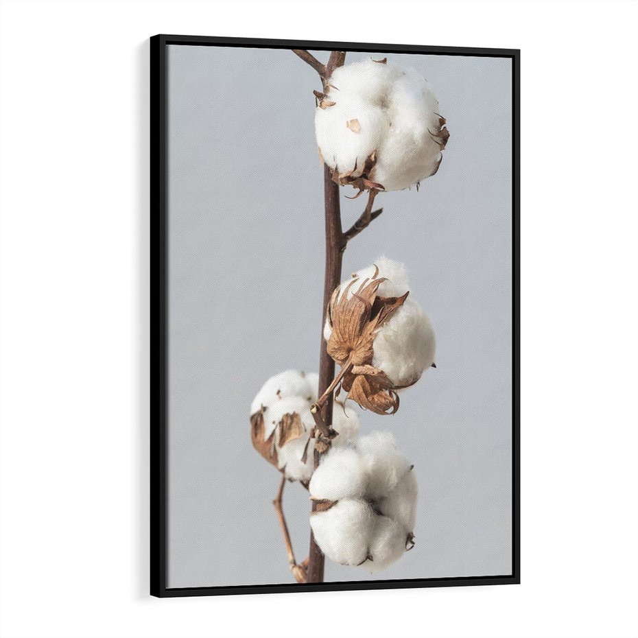 Obraz w ramie 70x100 - Bawełniana boho miękkość - bawełna, boho - rama czarna