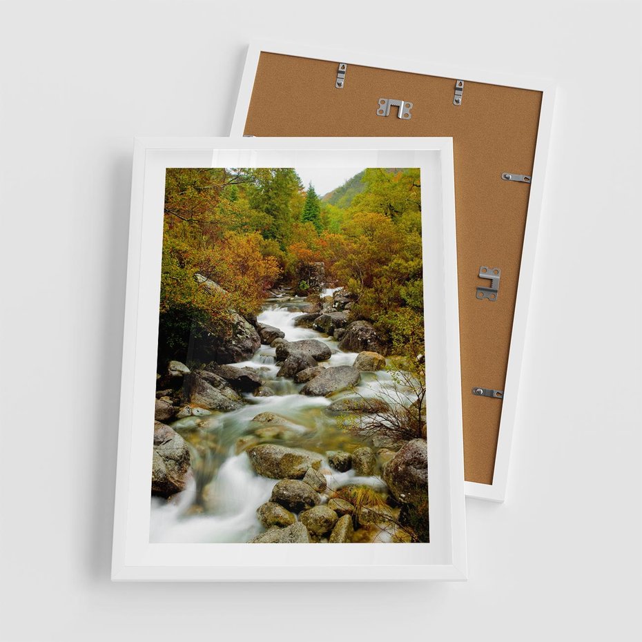 Plakat w ramie 50x70 - Śpiew Strumienia - strumień, górski - rama biała