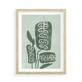 Plakat w ramie 50x70 - Nurtująca Zieleń - abstrakcyjny zielony motyw, skandynawski design - rama drewno