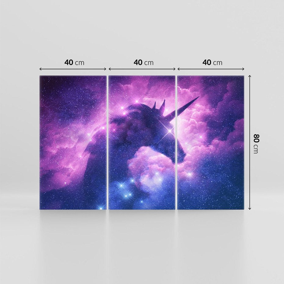 Obraz na płótnie 120x80 - Mityczna podróż - kosmos, jednorożec