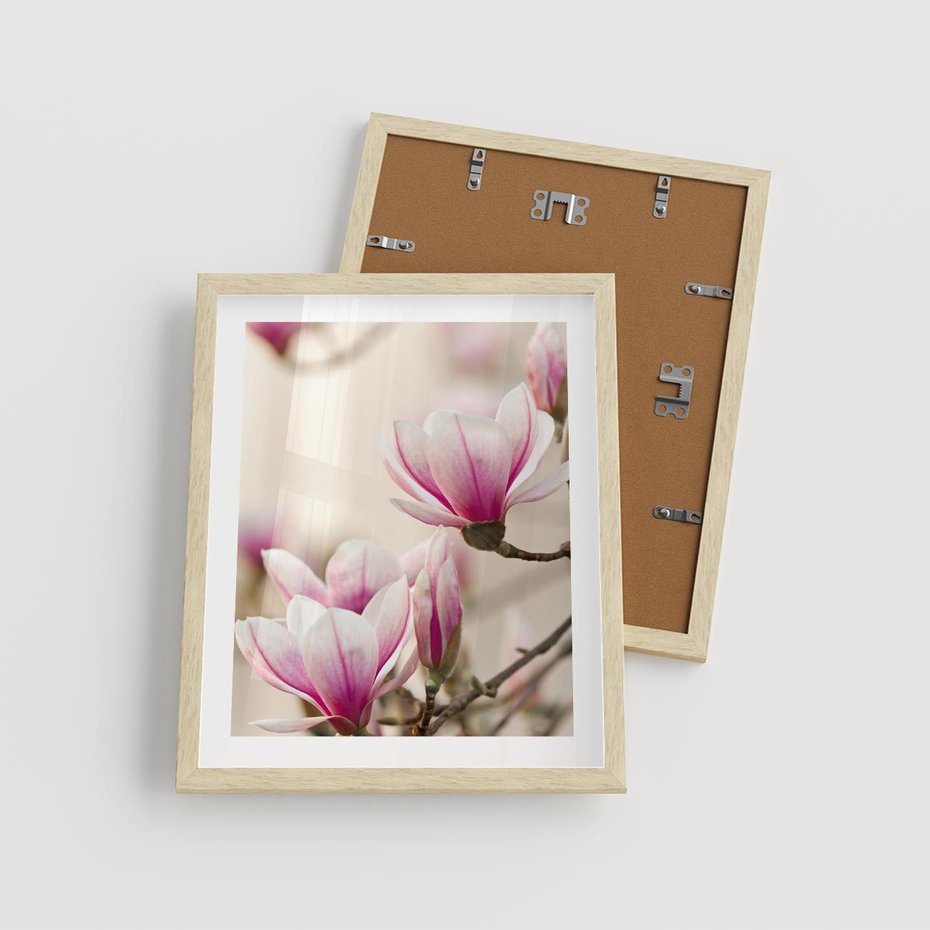 Plakat w ramie 40x50 - Urok Magnolii - magnolie, kwiaty - rama drewno