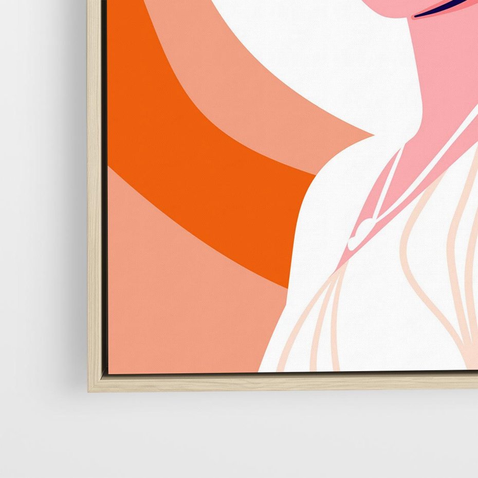 Obraz w ramie 50x50 - Kobieca Harmonia - nowoczesny plakat, styl retro - rama drewno