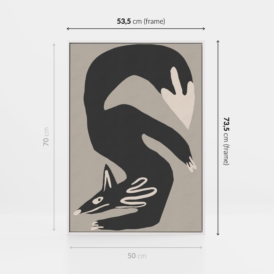 Obraz w ramie 50x70 - Ekspresja Skandynawskiego Światła - skandynawska sztuka, lis - rama biała