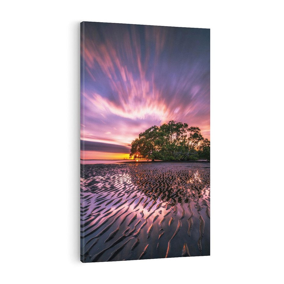 Obraz na płótnie 50x70 - Spokojne jezioro, fale, woda - jezioro, wyspa