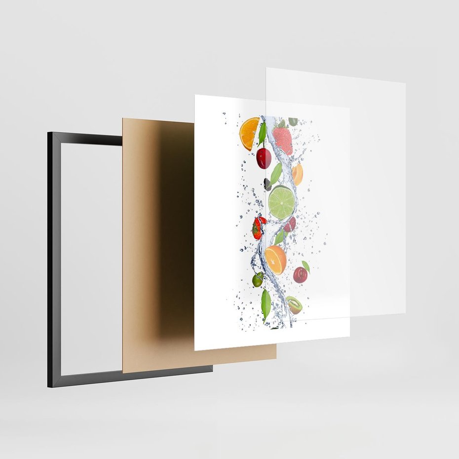 Plakat w ramie 40x50 - Kulinarne Inspiracje - owoce, woda - rama czarna