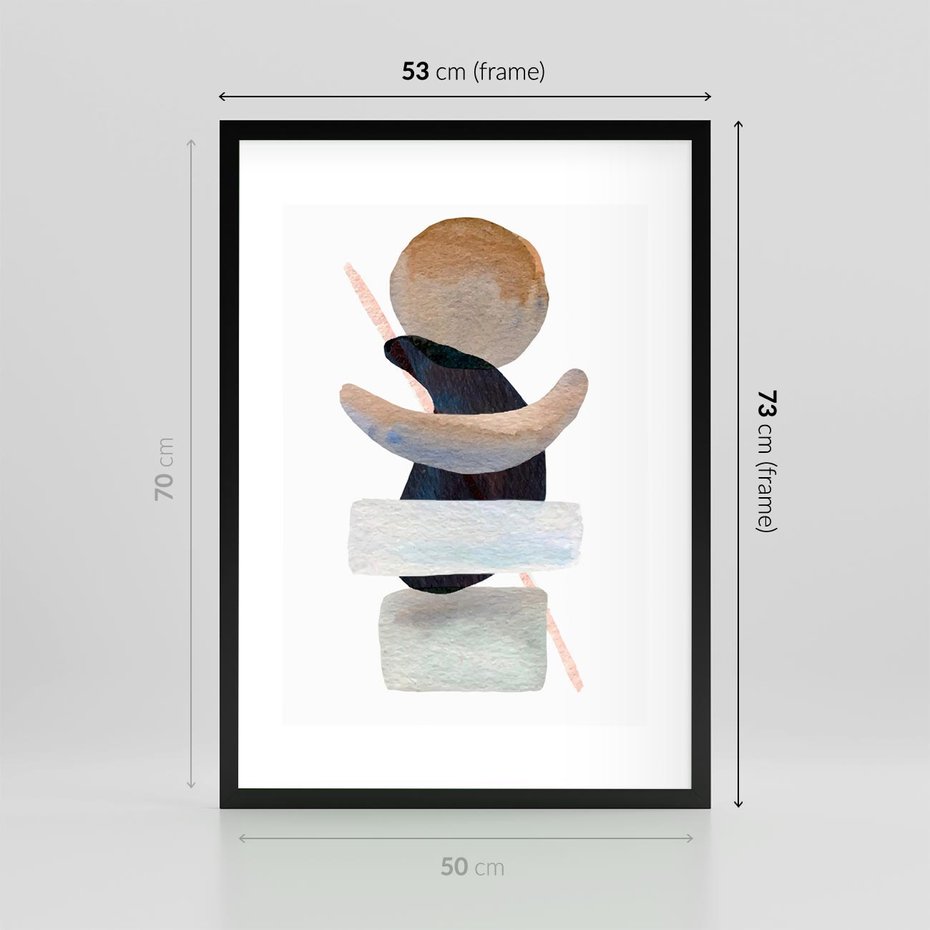 Plakat w ramie 50x70 - Rozkwitające Nowe Wymyślności - abstrakcja, akwarelowe plamy - rama czarna